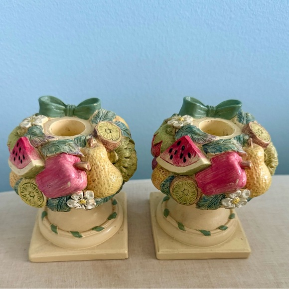 🍓6/$15🍓 Vintage Fruit Basket Candlestick Holders - Picture 3 of 6